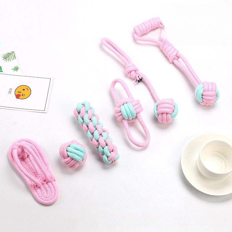 Juego de Juguetes para Mascotas de Cuerda de Algodón Perro Gato Resistente a Mordeduras Cuerda para Masticar Bola con Nudo Juguetes para Exteriores Limpieza Dental Molar Juguete para Mascotas Cuerda de Algodón Duradera