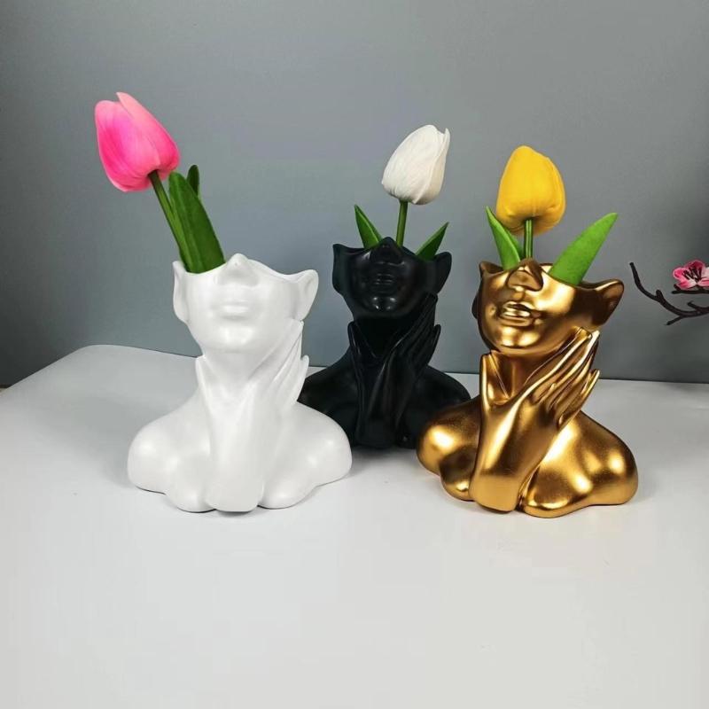 Abstract Portrait Flowerpot Mould Human Shaped Silicone Molds Succulents Planter Epoxy Resin Molds Indoor Home Decors