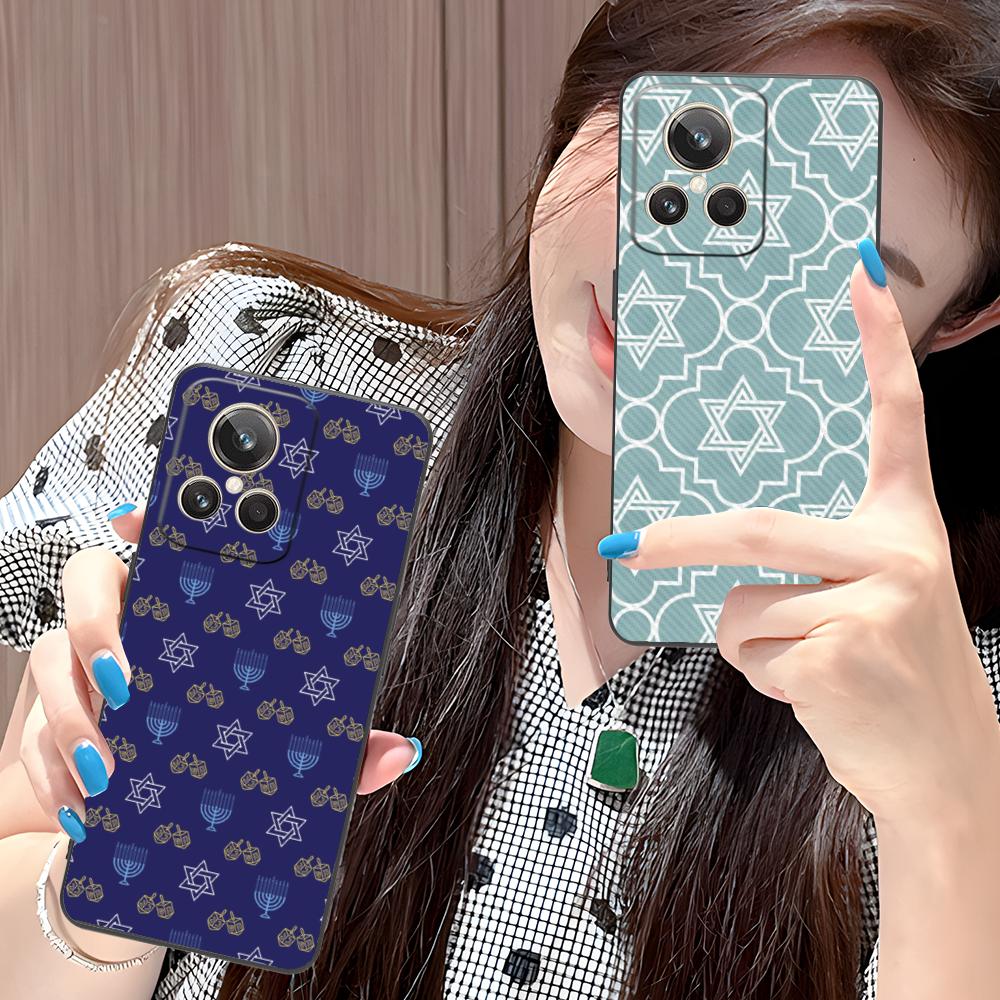 Jewish Hanukkah Mobile Phone Case for Realme 15 14 13 12 11 10 9 Pro Plus T I Lite 5G Colorful Printing Cover Luxury Smartphone