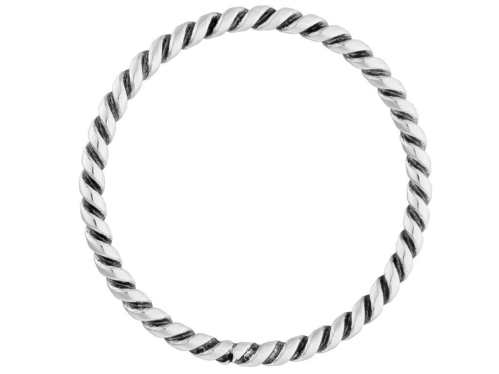 Silver Oxidized Twisted Anti-Stress Ring Thin Band 9