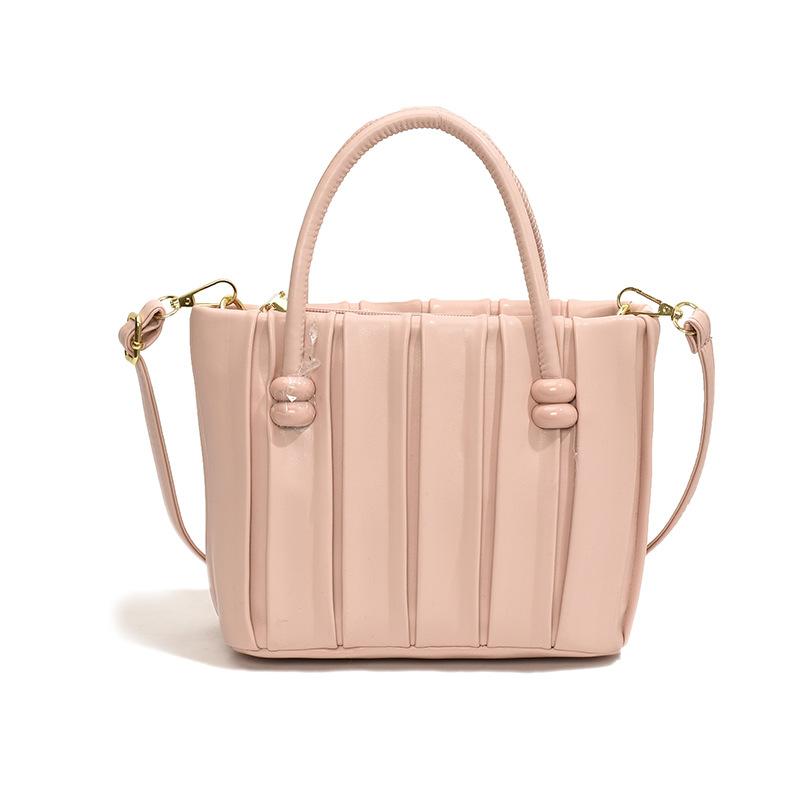 Korean version ins solid color pleated handbag bag women's 2025 autumn new foreign style casual one shoulder messenger tote bag