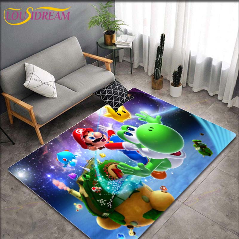 Tapetes com Padrão Anime Mario Bros para Sala de Estar Tapete de Área Antiderrapante Tapetes para Quarto de Crianças Tapete de Yoga Tapete Grande Decoração