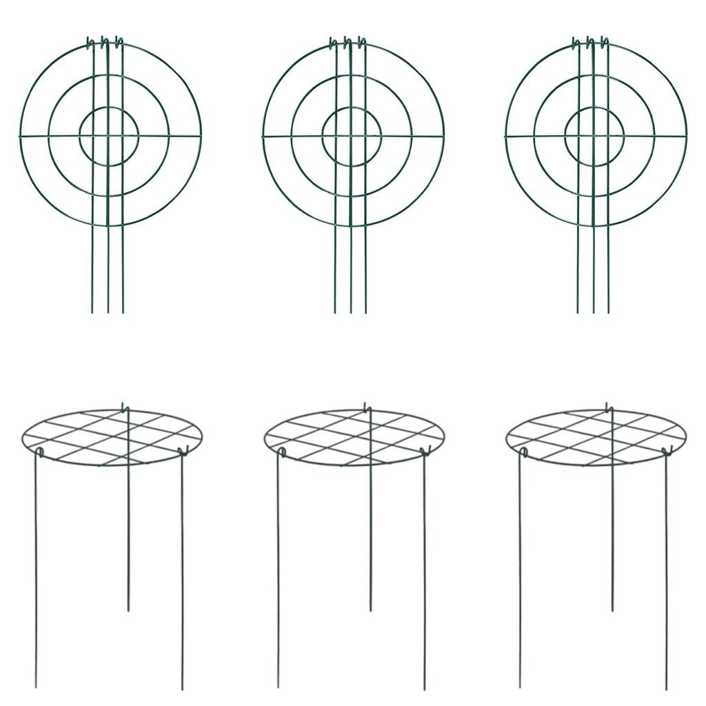Heavy Duty Iron Plant Support Stakes Grow Through Hoops Rings Garden Plant Protection for Indoor Outdoor