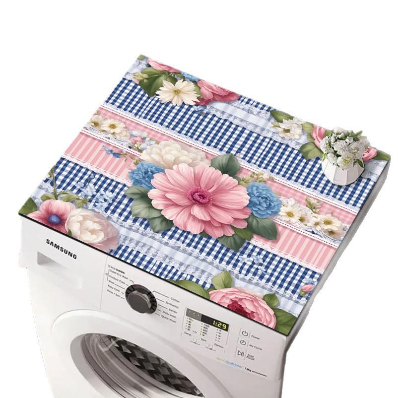 Blue Butterfly & Daisy Drain Mat Absorbent Non-Slip Washing Machine Dust Cover Pad, Dish Drying Mat for Kitchen, Laundry Room