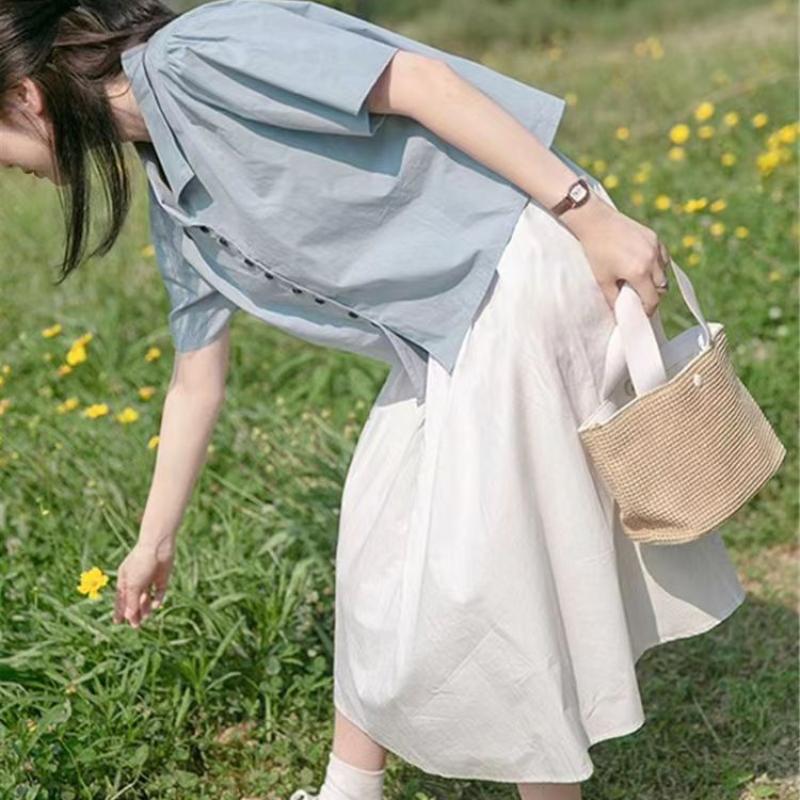 Women's White High-Waist A-Line Midi/Maxi Skirt - French Chic Soft Style for Summer - Versatile Slim-Fit & Elegant