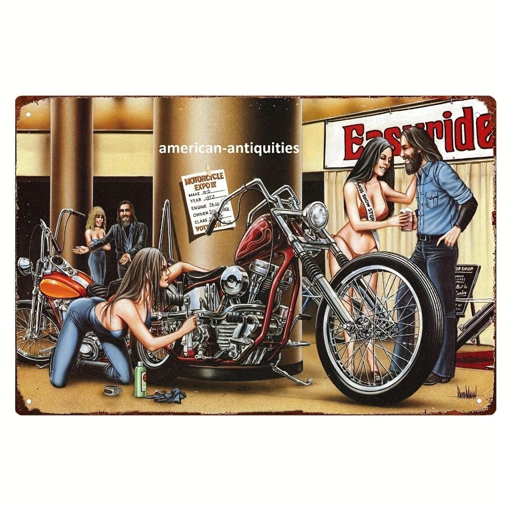 Vintage Motorcycle Bar Metal Tin Sign 8x12 Inch Unframed Wall Art Pre-Assembled Aluminum Plaque for Garage Home Café Decoration
