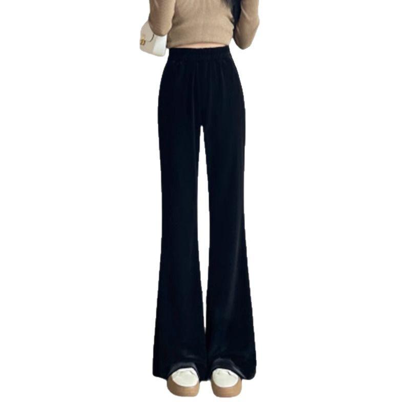 Black flared pants women's high waist and thin golden velvet new spring and autumn velvet small velvet micro-pull pants