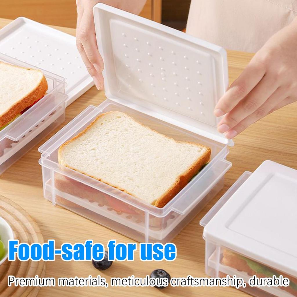 Plastic Bread Storage Box Airtight Food Storage Container Sandwich Bread Keeper with Lid Loaf Bread Container Kitchen Organizer