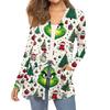 Women's Fashion Christmas Print Long-Sleeved Pocketed Slim-Fit Cardigan Coat