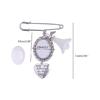 Brooch Tray Heart Charm Oval Picture Frame Charm Pin Brooch for Wedding Party