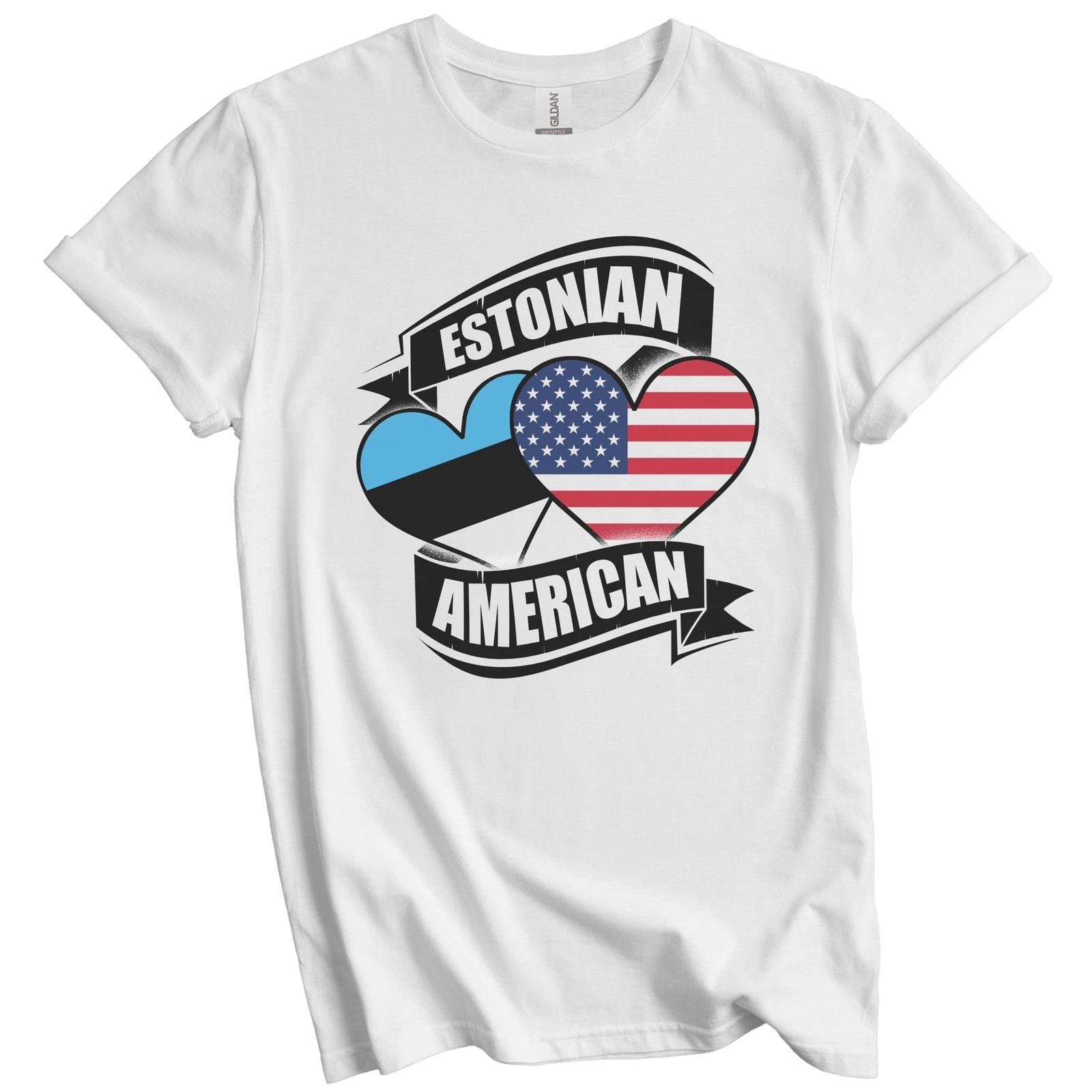 Estonian American Hearts USA Estonia Flags T-Shirt S