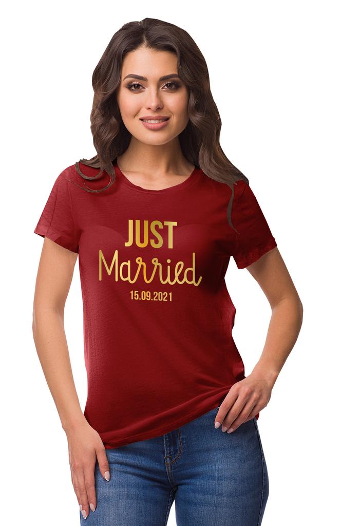 Inkdotpot Personalized Womens Tshirt Top Just Married Wedding  Announcement