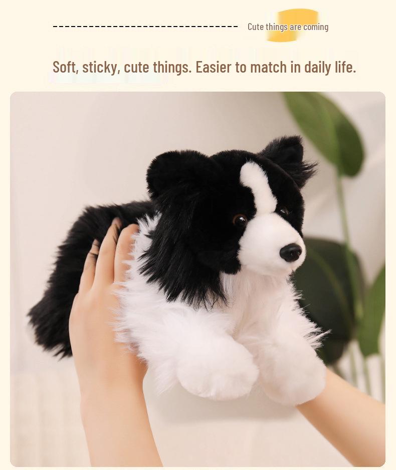 Border Collie Plush Toy - Standing & Lying Poses, Cute Dog Doll Gift
