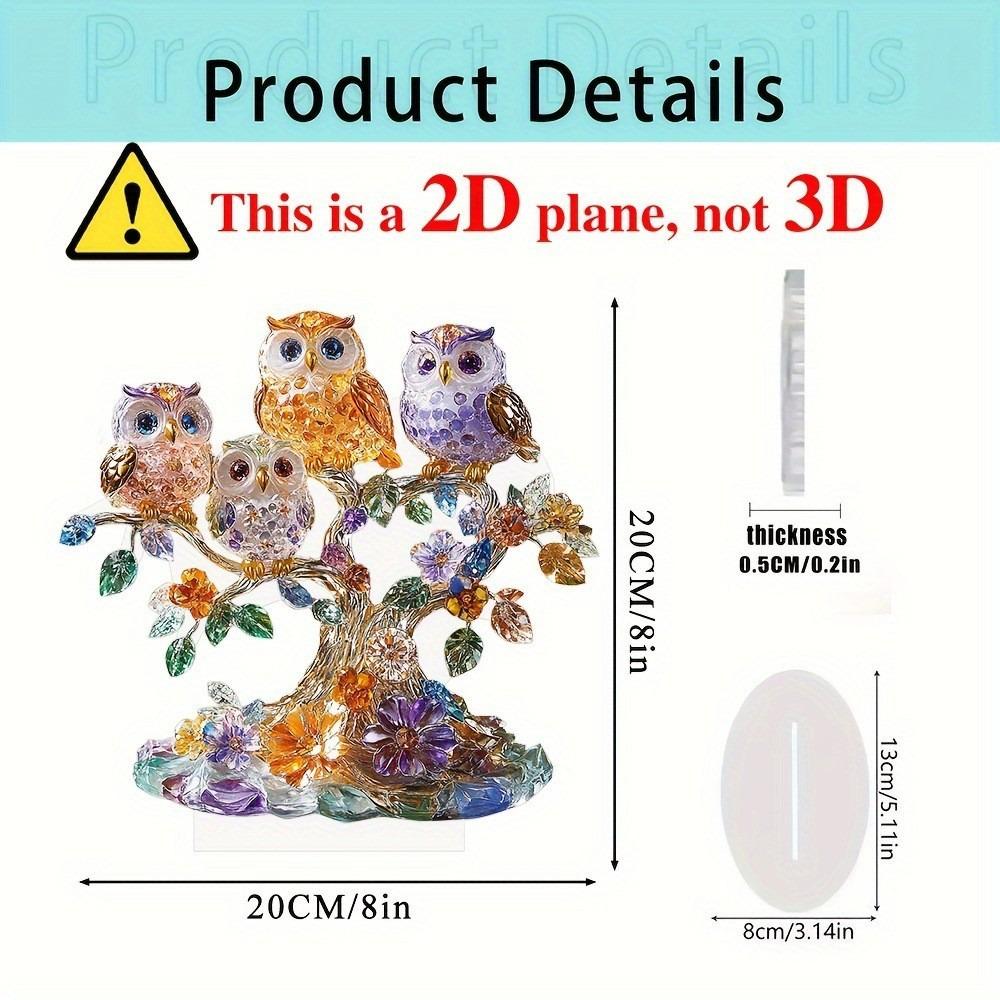 Flat Acrylic Ornament Cute Crystal Owls Desktop Decoration for Home Office Present