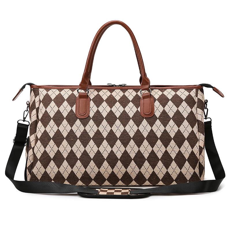 

TOUROMAN Fashion Canvas Rhombus Gym & Yoga Tote Bag