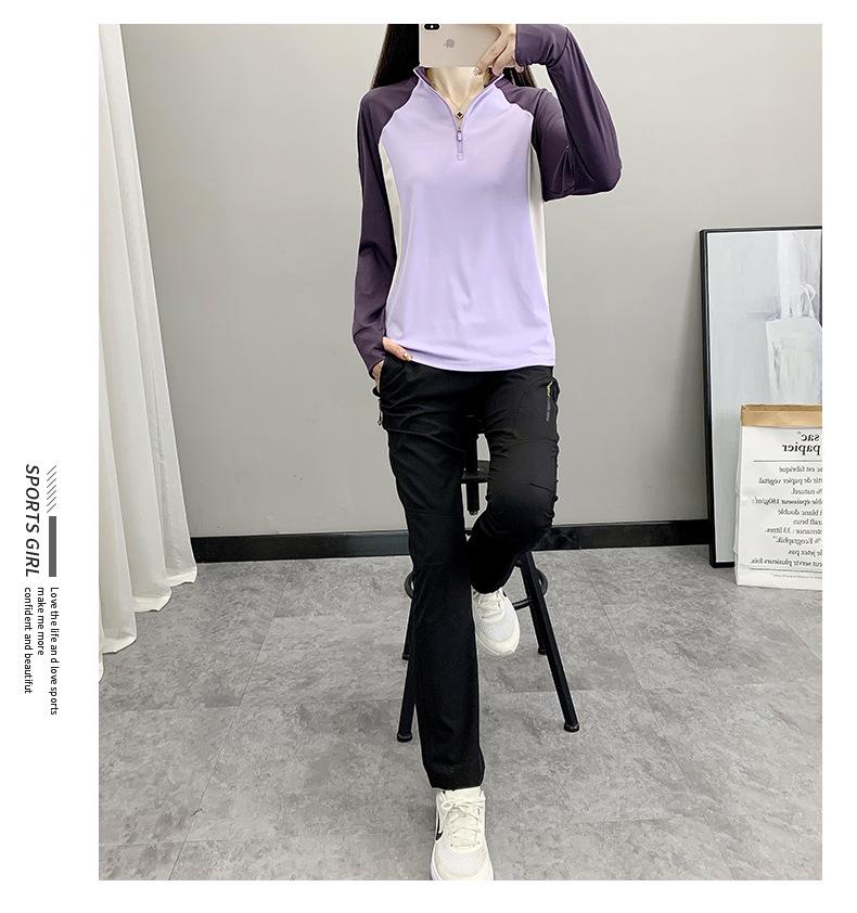 Women's Quick-Drying Fingerless Long-Sleeve Running & Hiking T-Shirt: Breathable & Elastic