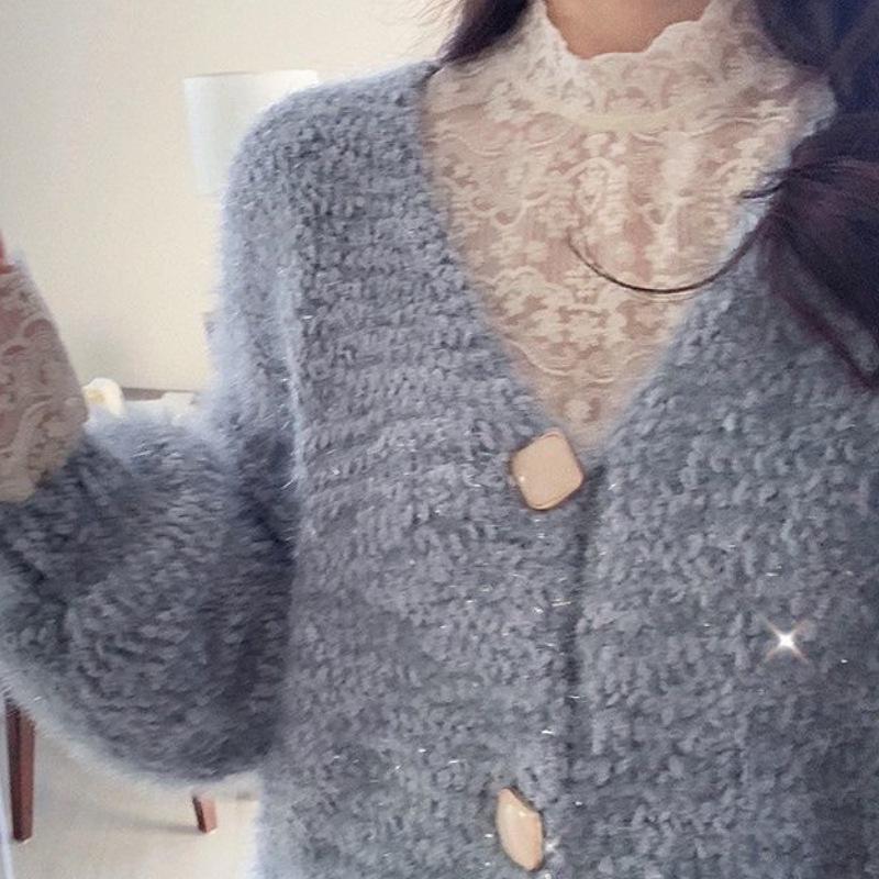Lace Womens Fairy Mesh Super Longsleeve Top Versatile For Autumnwinter 2025 Semihigh Neck
