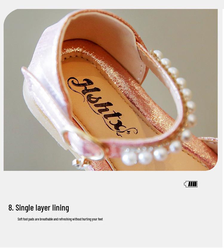 2025 Frühling/Sommer Mädchen Koreanische Schleife Prinzessin Sandalen – Paillettenbesetzte Tanzschuhe