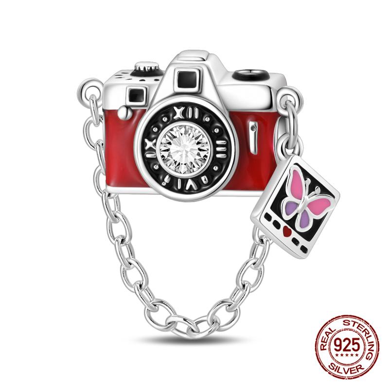 Original 100% Copper Pocket Watch Beads Camera Adventure Backpack Charms Fit Bracelet Diy Jewelry Making Women Gift