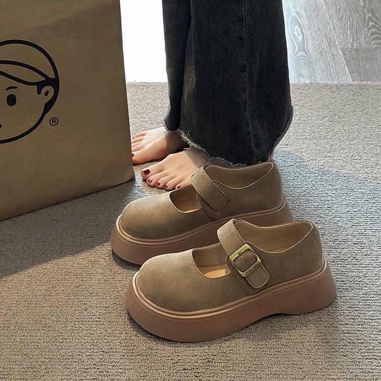 [Yushilai] Japanese Retro Big-headed Mary Jane Shoes for Women's Spring 2025 New Thick-soled Versatile Loafers