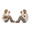 Father and Son Statue Hand Painted Lifelike Appearance Sturdy Resin Family Figurine for Bookshelf Cabinet Tabletop