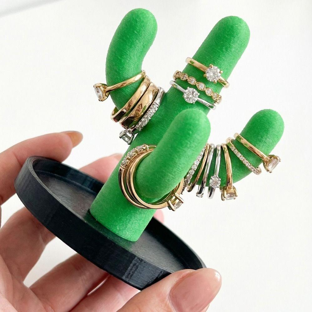 INS Cactus Ring Holder Creative Cactus Trinkets Plate Necklace Dish Mini Key Tray  Ring Display