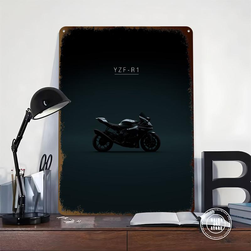 2017 Motorrad YZF R1 Gedrucktes Poster Benutzerdefinierte Wandkunst Retro Vintage Metallblechschilder für Raumdekoration Schlafzimmerdekorationen