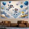 2D Cute Astronaut Boys with Balloons Photo Booth Backdrop Cloth for Birthday