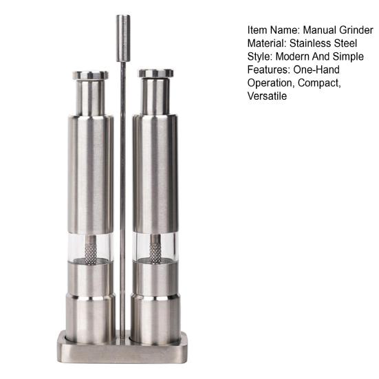 Manual Salt And Pepper Grinder Set Stainless Steel Pepper Mill with Clear Storage