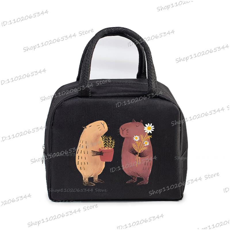 Kawaii Capybara Design Brotdose Aufbewahrungstasche Damen Cartoon Capybara Druck Tragbare Bento Taschen Tier Capybara Liebhaber Lunchtaschen