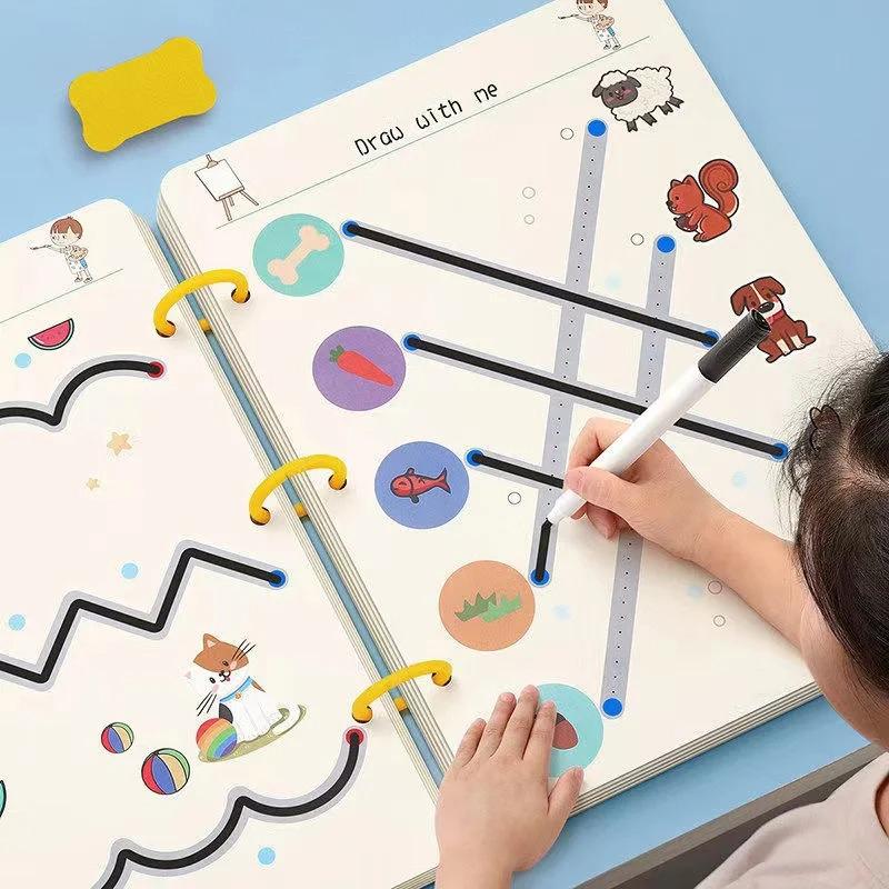 Reusable Magical Tracing Drawing Workbook for Kids Pen Control Training Drawing Practice Copybook Early Education Stationery