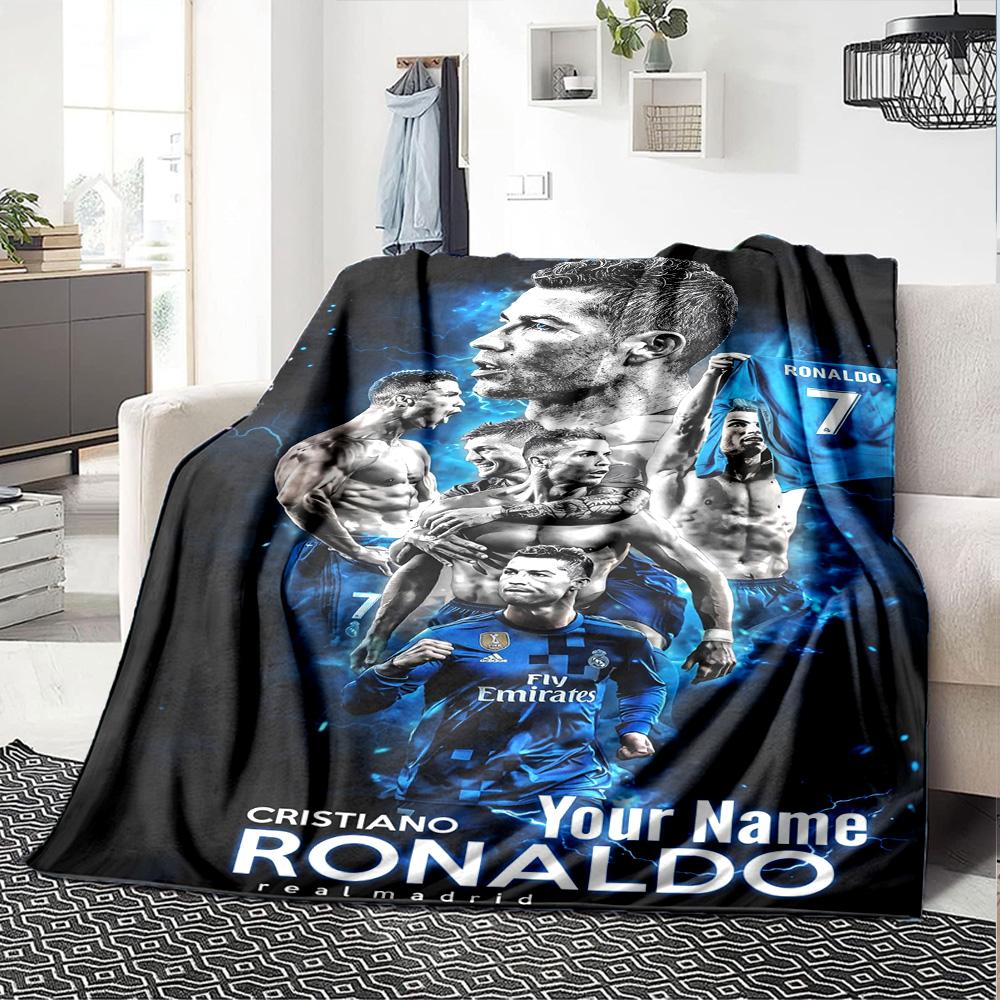 Cristiano Ronaldo (143) Personalized Text Blanket Multi-purpose Customizable Blanket Warmthful Decor Suitable for Sofa Nap Livingroom Picnics