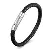 European and American Leather Bracelet Stainless Steel Snap Button Men's Woven Leather Bracelet