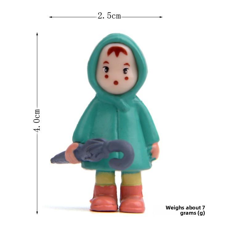 My Totoro Neighbor Anime Character Raincoat Holding Kettle Girl Model Ornament