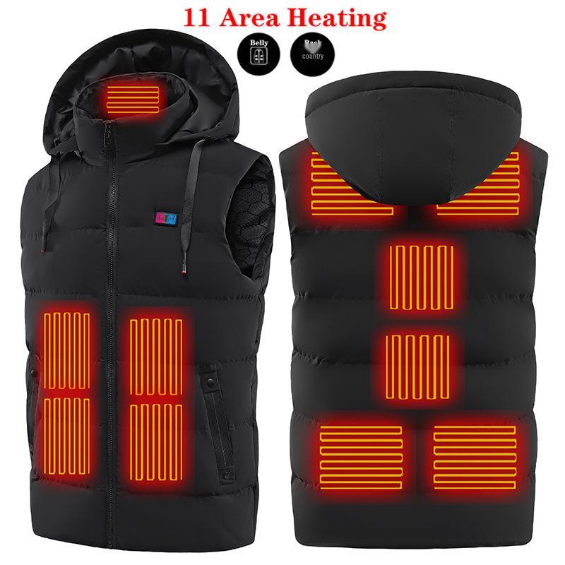 Eleventh District Men s Hooded Heated Vest with Dual Control, Constant Temperature, USB Charging, Down Cotton. S