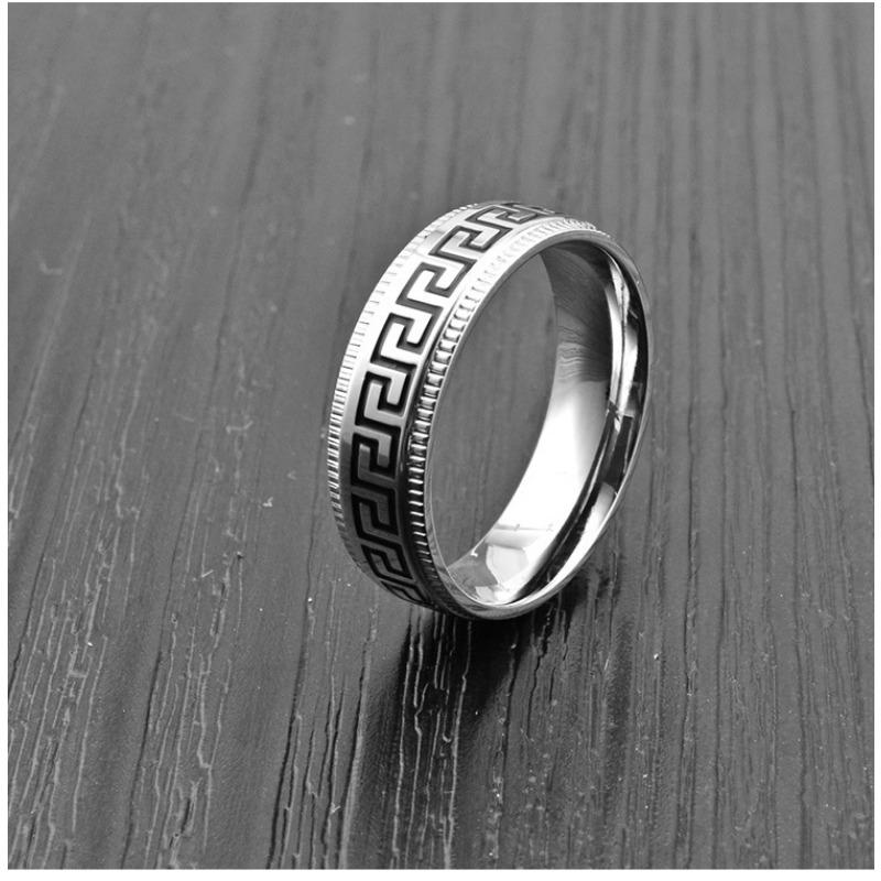 

Кольцо из титановой стали с узором Великой Китайской стены, с капельной эмалью, в ретро этническом стиле, мужское