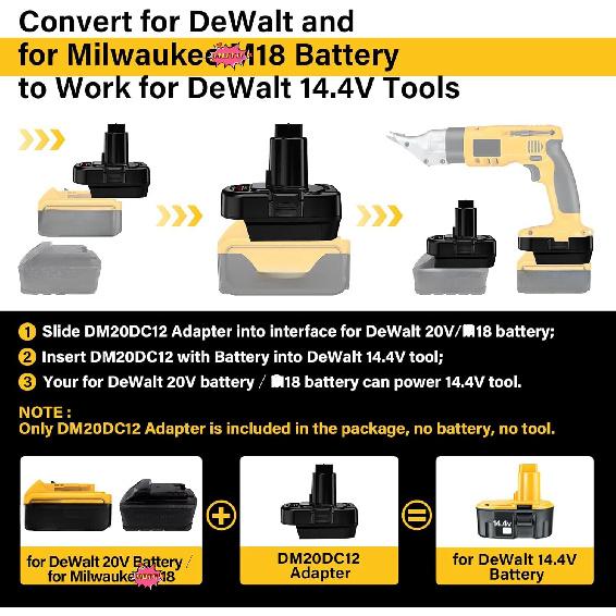 Battery Adapter for Dewalt 20v Convert To for Dewalt 12V-14.4V Ni-MH Battery, Convert for Dewalt 20v Battery To 12V-14.4 Ni-MH Battery Tools(Only