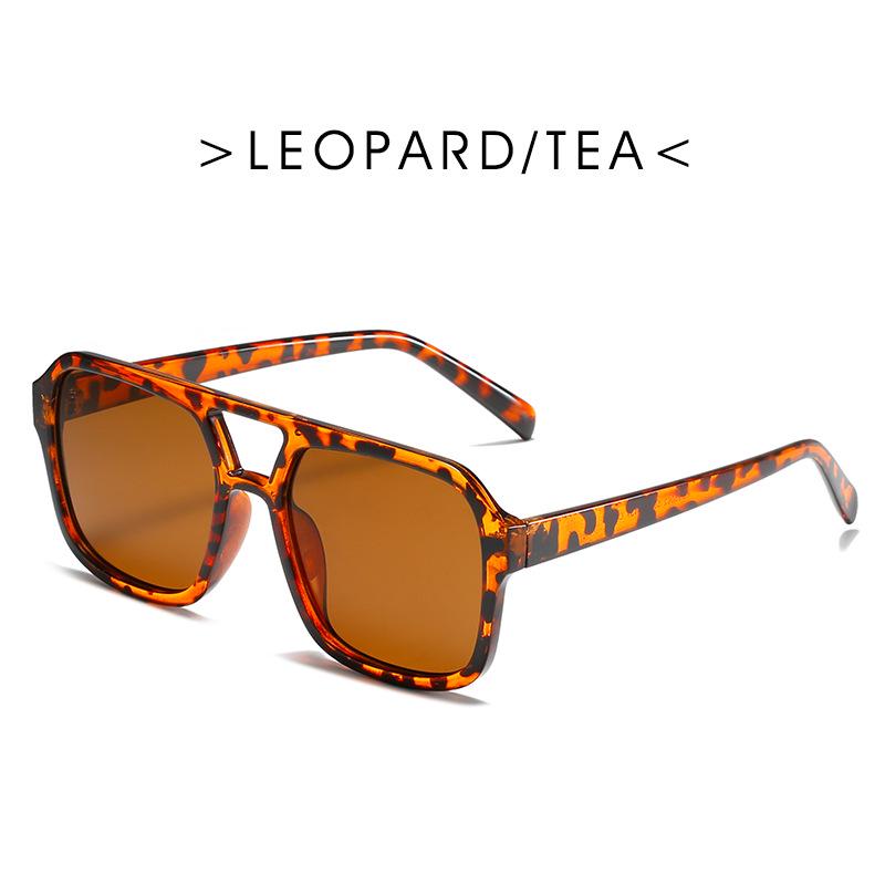 "Trendy Retro Double Beam Ocean Lens Sunglasses with Large Frame"