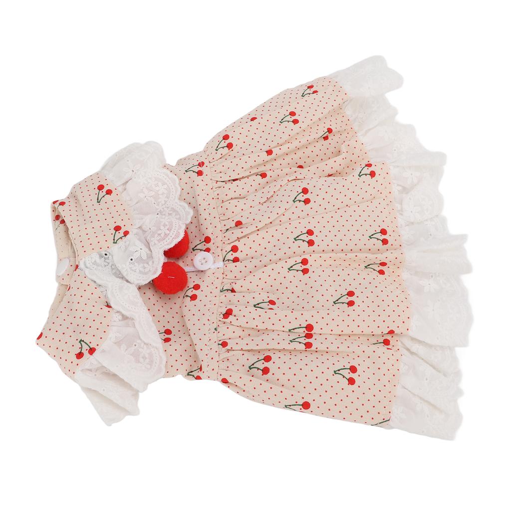 Pet Dress Cotton Breathable Soft Cherry Pattern Cute Pet Skirt for Puppy Bunny Small Pig