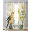 Gelber Papagei Sonnenblume Retro Transparente Vorhänge zur Wohnzimmerdekoration Fenstervorhang Küche Tüll Voile Organza Drapierungen