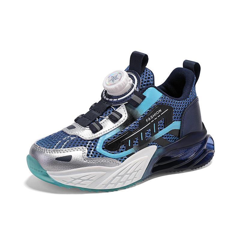 Boys' shoes spring and autumn new children's sports double mesh breathable soft sole non-slip children's running shoes buttons