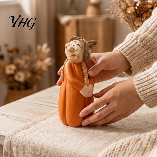 Cute Autumn Room Accents Resin Pumpkin Figure Ornaments for Home Decor, Miniature Holiday Gifts Friends Tabletop Decorations Thanksgiving Living