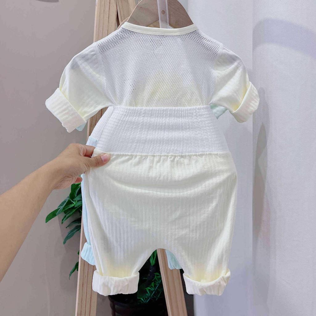 Baby Summer Airy Cotton Clothing Set: Ultra-Thin High-Waisted Diaper Cover and Breathable Home Wear for Infants.