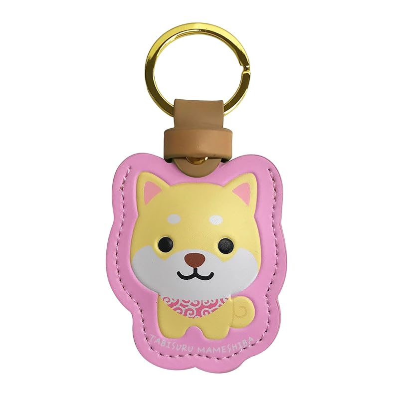 

[LamPlanning] [Traveling Mameshiba] PU leather case key ring key ring air tag AirTag smart tracker (Mameko)