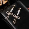 Diamond Bow Fringed Earrings, Temperament Earrings, Fashion Earrings For Women