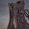 Johnature Handmade Vintage Mid-calf Boots Genuine Leather Women's Thick Soled Casual Versatile Short Boots