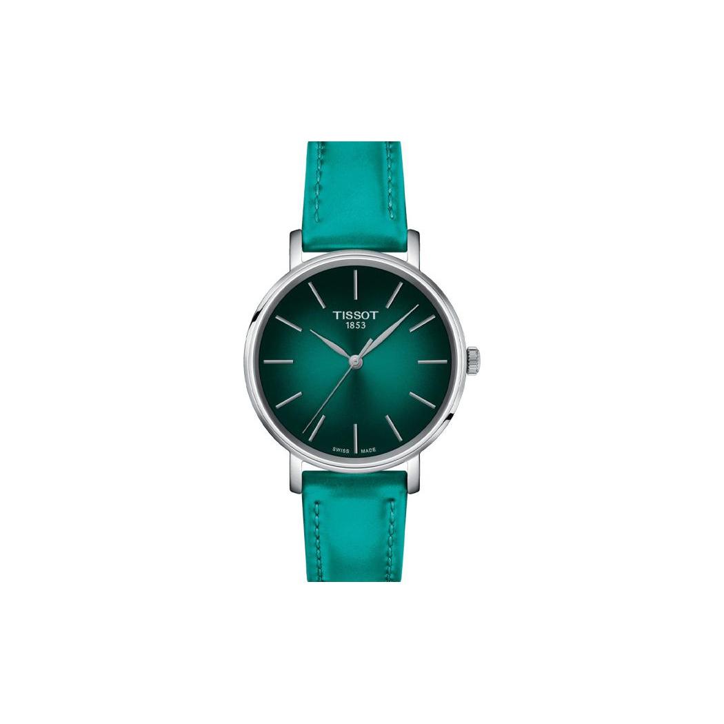 

TISSOT Quartz Movement 50 meter Water Resistance Women s Watch 34mm Green Dial Leather Strap T143.210.17.091.00 Green Dial