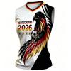 Unisex Sleeveless V Neck Pullover T Shirt Casual Football Fan Jersey World Cup Supporter Top Soccer Printed Shirt
