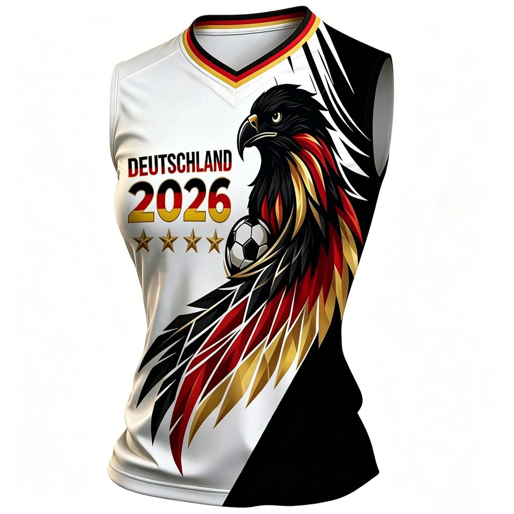 Unisex Sleeveless V Neck Pullover T Shirt Casual Football Fan Jersey World Cup Supporter Top Soccer Printed Shirt
