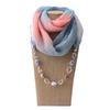 Stylish Cotton Linen Infinity Scarf with Beaded Chain Necklace – Women’s Gradient Color Scarf for Boho & Casual Fashion